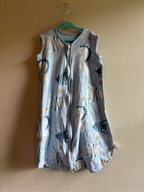 Blue Seahorse & Fish Sleep Sack with Star Accents